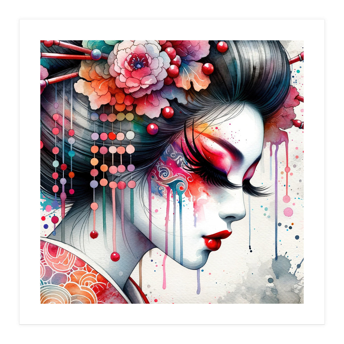 Ornate Bloom Modern Geisha (Print Only)