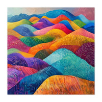 Vibrant Rainbow Rolling Hills Landscape (Print Only)