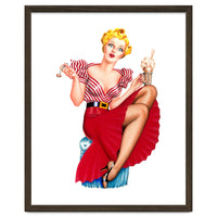 Pinup Blonde Posing With Ice Cream