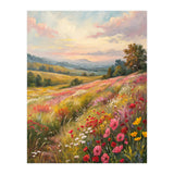 Serene Wildflower Meadow at Sunset Oil Painting (Print Only) thumbnail