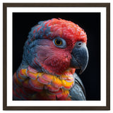 Close Up Parrot Face Red Blue Yellow Plumage thumbnail