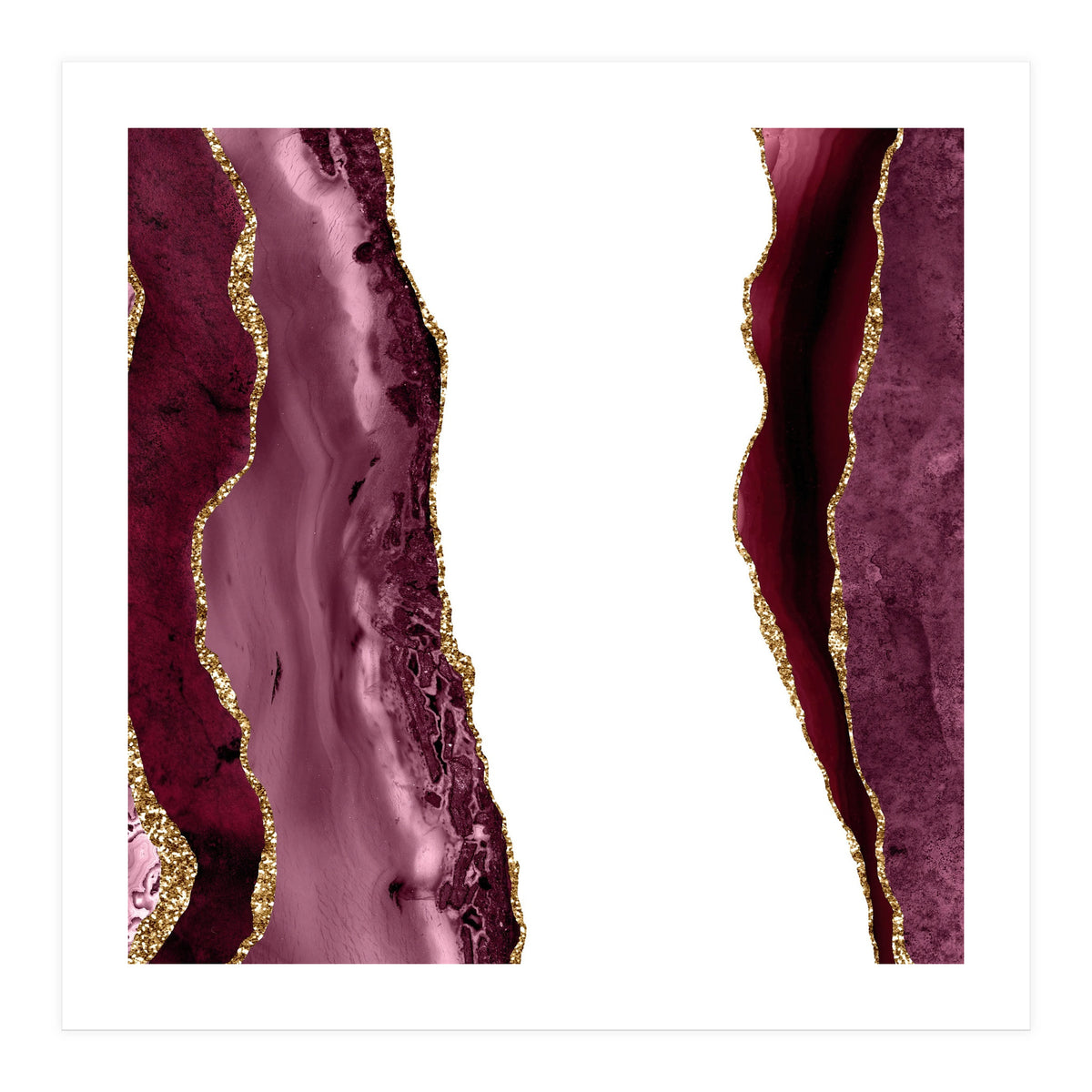 Burgundy & Gold Agate Texture 20 (Print Only)