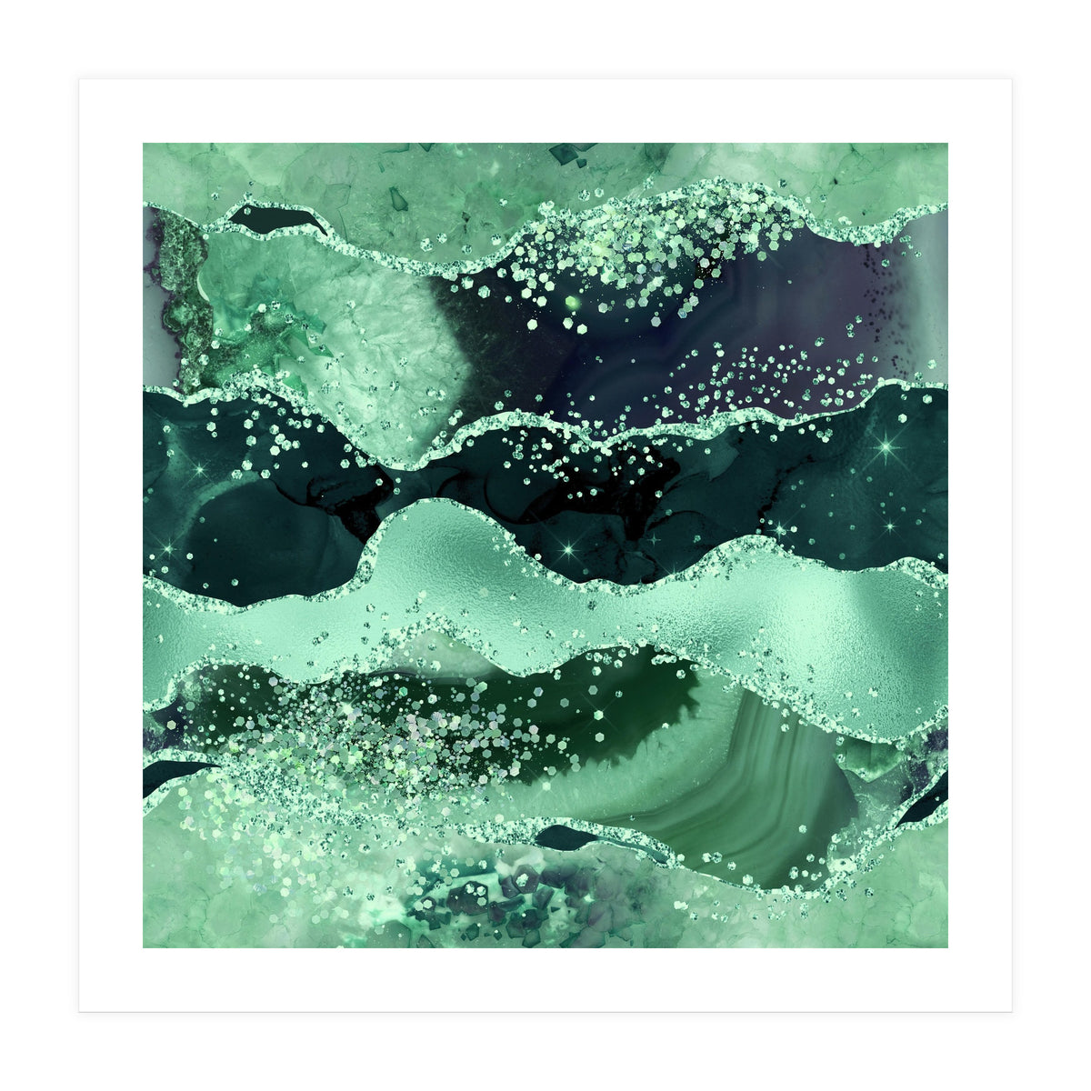 Emerald Glitter Agate Texture 06  (Print Only)