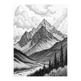 Majestic Alpine Mountain Range Sketch (Print Only) thumbnail