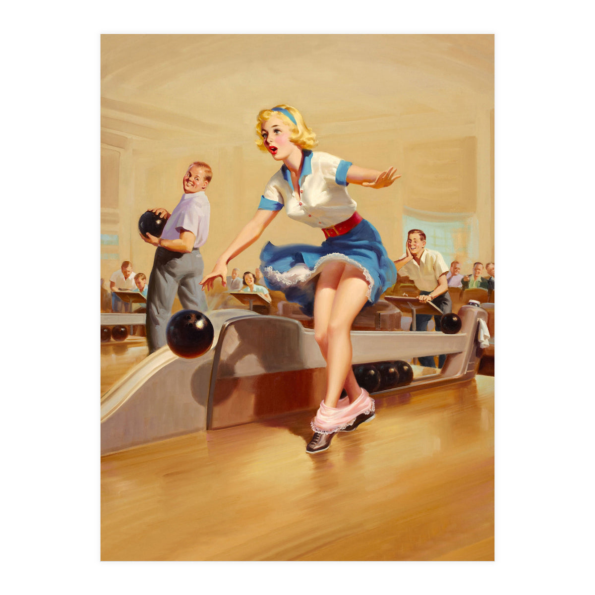 Sexy Pinup Girl On Bowling Incident (Print Only)