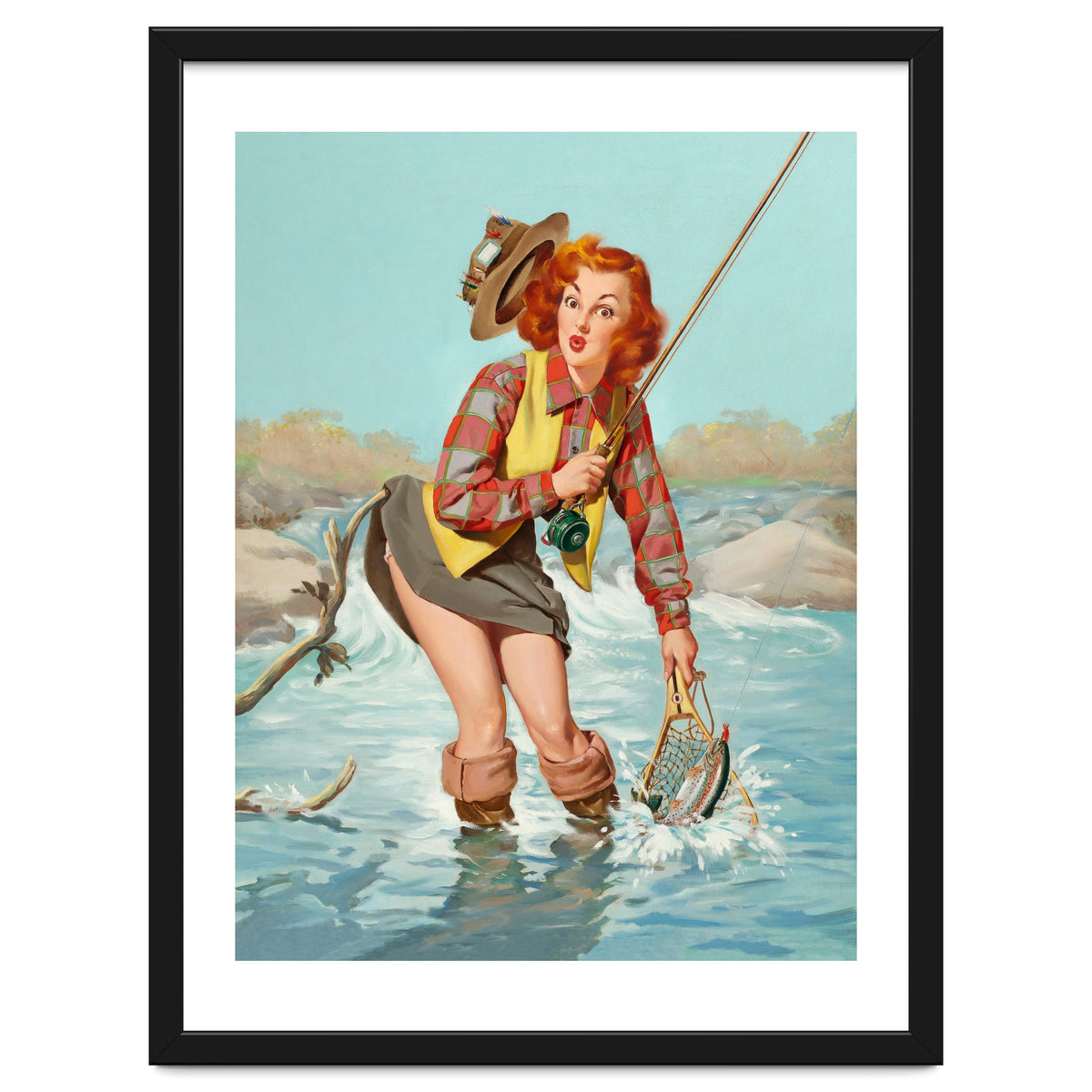 Sexy Pinup Girl On Fishing Accident