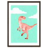 Velociraptor Watercolor Art, Cute Dino Nursery Print, Whimsical Dinosaur Illustration thumbnail