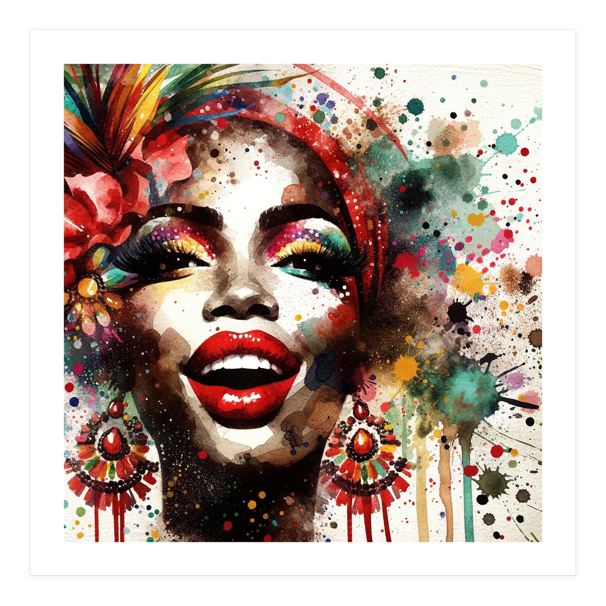 Brazilian Carnival Watercolor Portrait (Print Only)