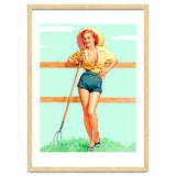 Pinup Country girl Posing With Pitchfork thumbnail