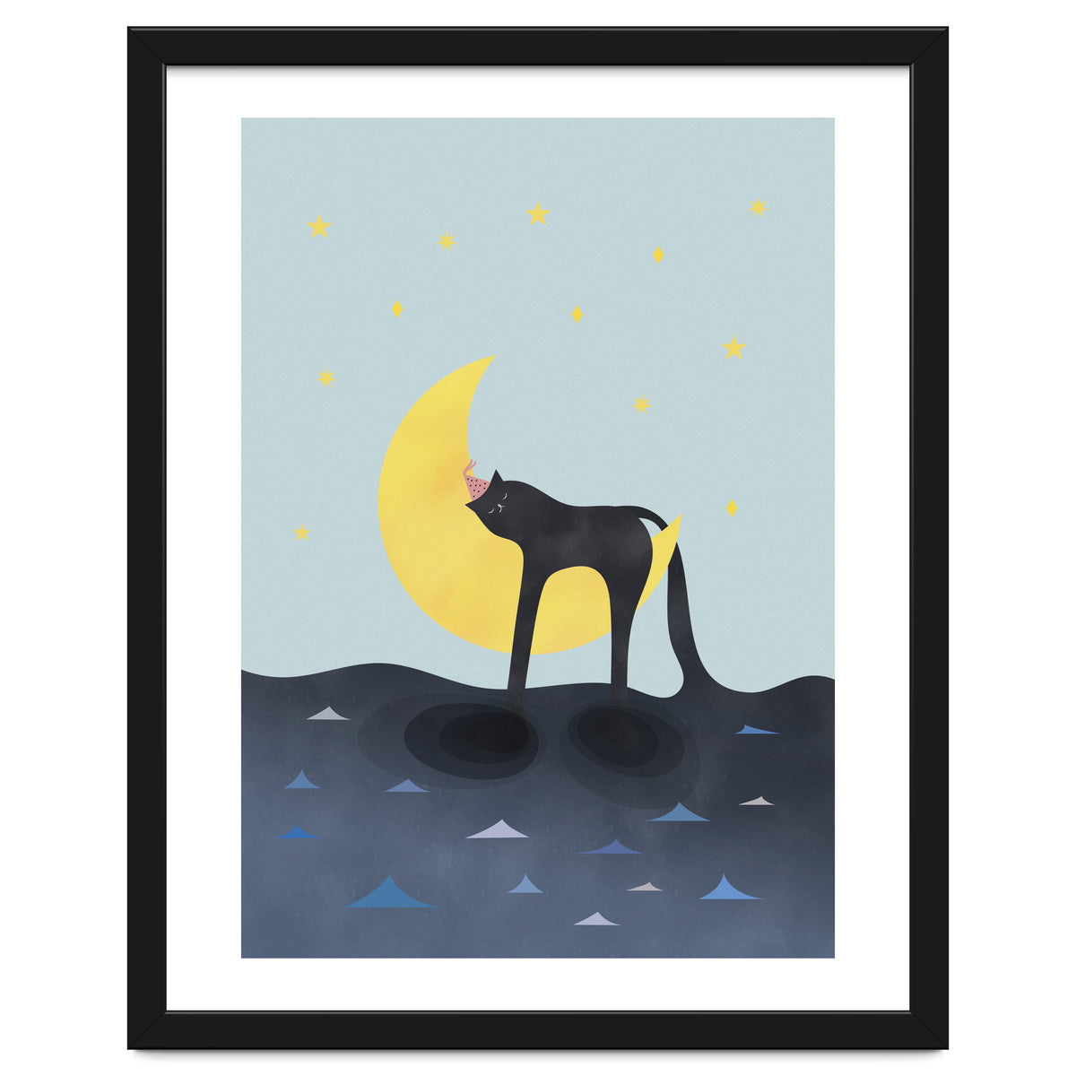 Beauty Sleep - Melting Cat on the crescent moon