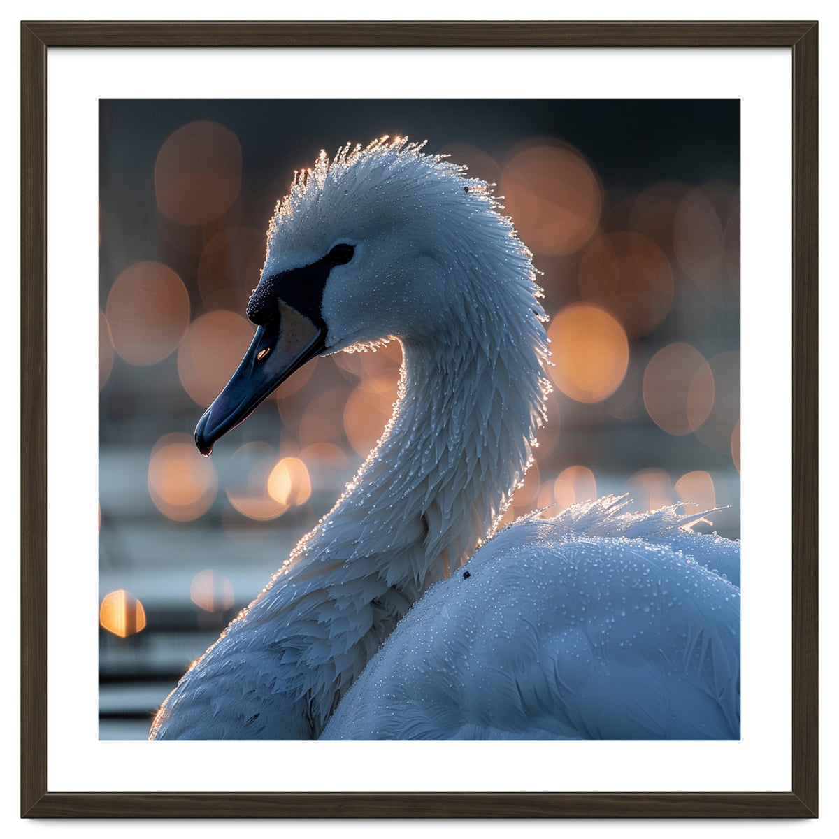 Close-up Shot of a Swan with Water Droplets