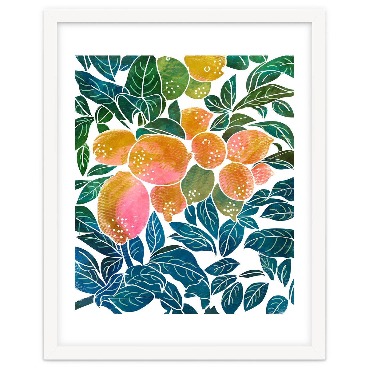 Lemons | Watercolor Modern Boho Botanical Painting | Pastel Summer Jungle Garden Juicy Fresh
