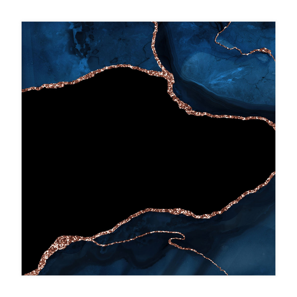 Navy & Rose Gold Agate Texture 04 (Print Only)