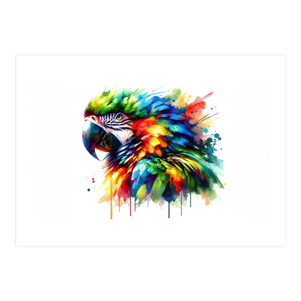 Vibrant Tropical Parrot Portrait (Print Only)