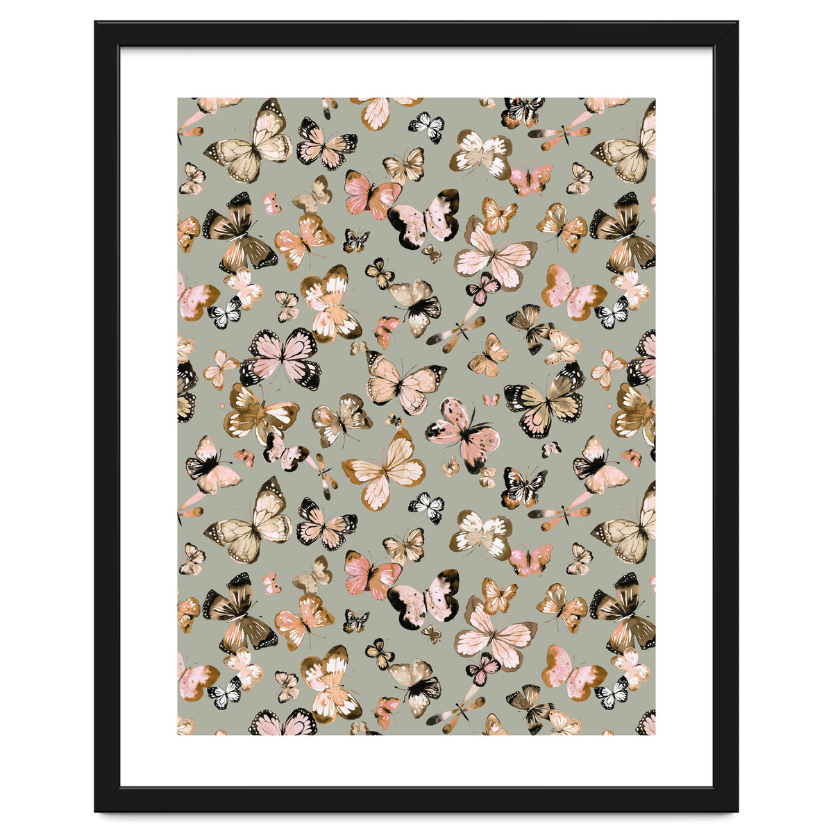 Flying Butterflies Gold Beige