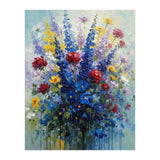 Vibrant Blue Delphinium and Red Rose Heavy Impasto Oil Painting (Print Only) thumbnail