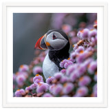 Atlantic Puffin Amidst Pink Heather Flowers thumbnail