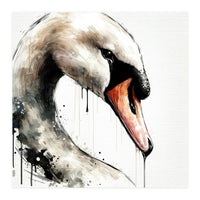 Watercolor Swan Portrait (Print Only)