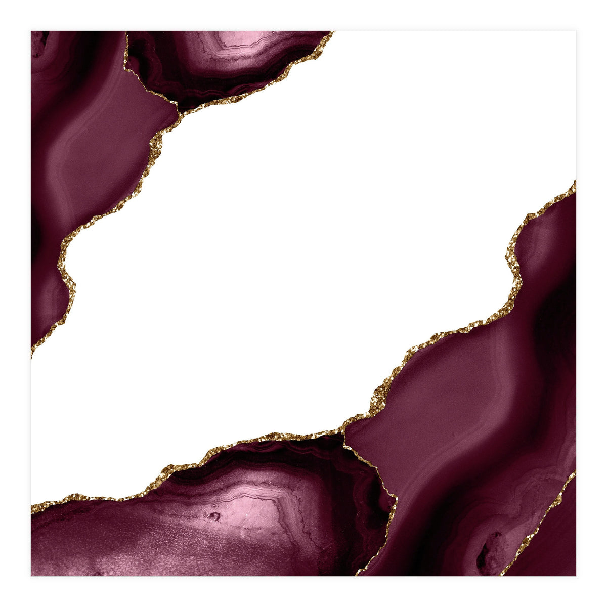 Burgundy & Gold Agate Texture 22  (Print Only)