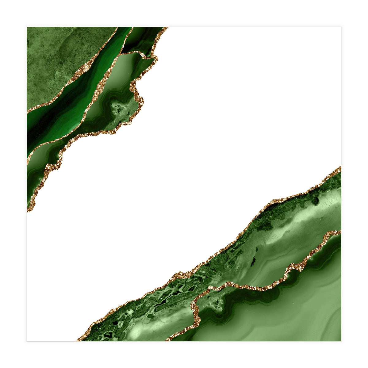 Green & Gold Agate Texture 19  (Print Only)