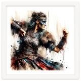 Viking Warrior Woman Watercolor Portrait thumbnail