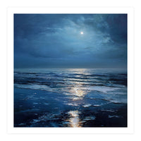 Midnight Blue Moonlit Seascape (Print Only)