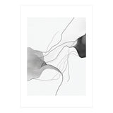 Abstract Black And White Flowing Lines And Shapes On White Background (Print Only) thumbnail