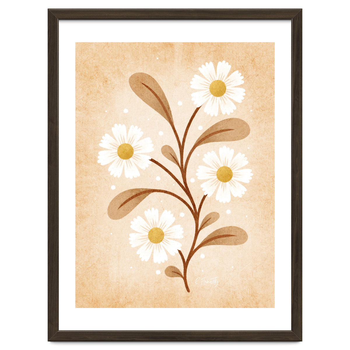 Vintage Beige Daisies