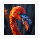 Close Up Flamingo Head Vibrant Orange Plumage thumbnail