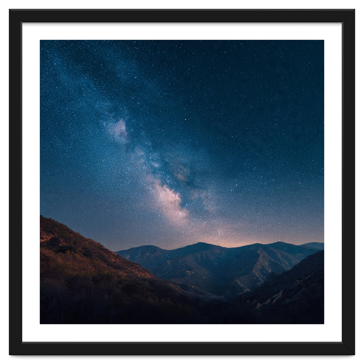 Majestic Milky Way Galaxy over Serene Mountain Range Night Landscape Illustration