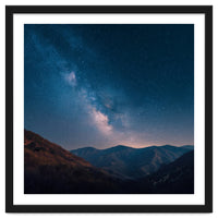 Majestic Milky Way Galaxy over Serene Mountain Range Night Landscape Illustration