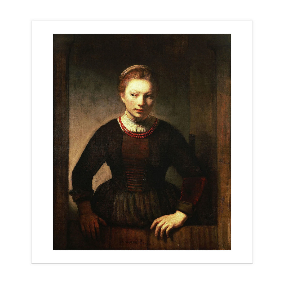 Rembrandt Harmenszoon van Rijn / 'Young Girl at an Open Half-Door', 1645. (Print Only)