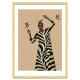 Woman With Birds And Zebra Pattern Dress thumbnail