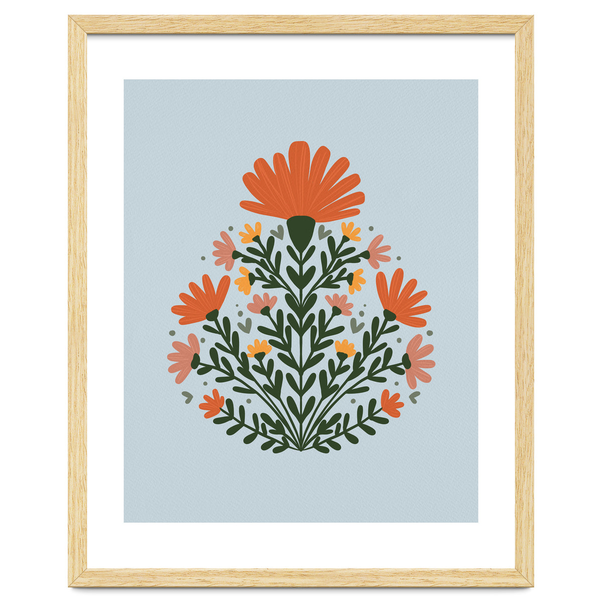 Symmetrical floral bouquet - orange and green