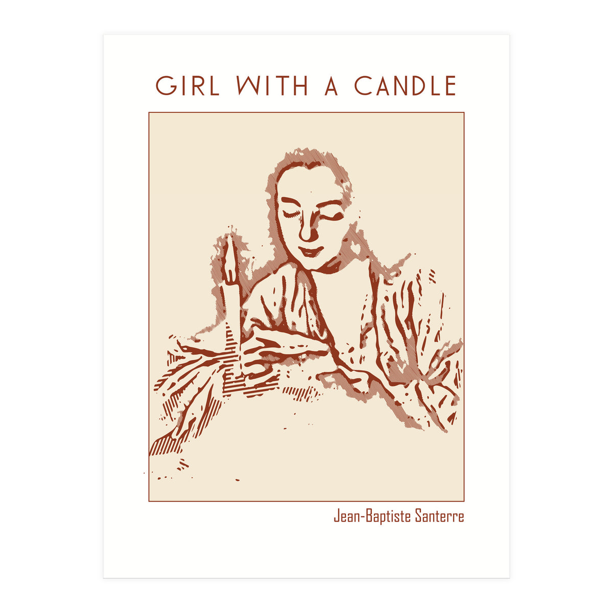 Girl With A Candle – Jean Baptiste Santerre (Print Only)
