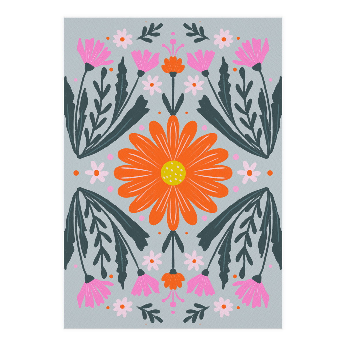 Orange Flower with pink buds (Print Only)