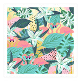 Flamingo Tropical, Colorful Modern Bohemian Eclectic Jungle Graphic Design, Blush Forest Gold Floral (Print Only) thumbnail