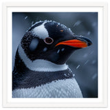 Close Up Penguin Portrait In Snowy Weather thumbnail