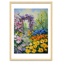Sun-Drenched Garden Pergola Oil Painting