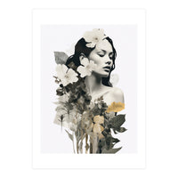 Collage Of A Woman And Flowers   (Print Only)