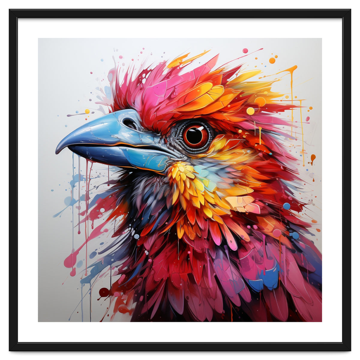 Vibrant Abstract Bird Portrait Watercolor Splash