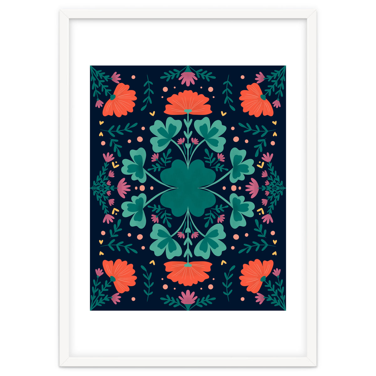 Clovers And Flowers Teal and Orange