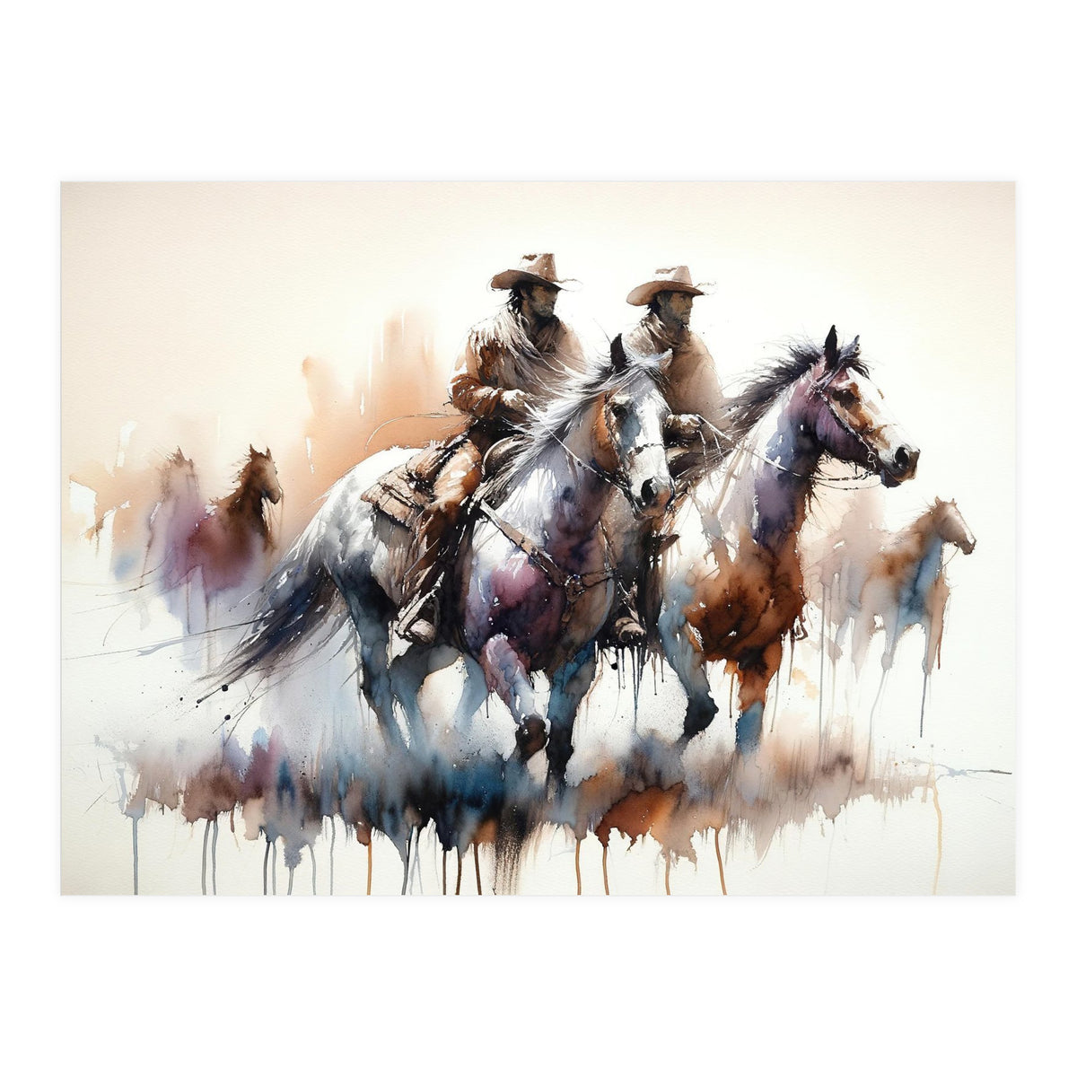 Cowboy Riders On Horses (Print Only)