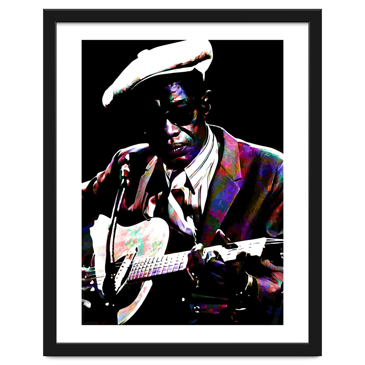 Lightnin' Hopkins American Country Blues Musician legend Colorful Art