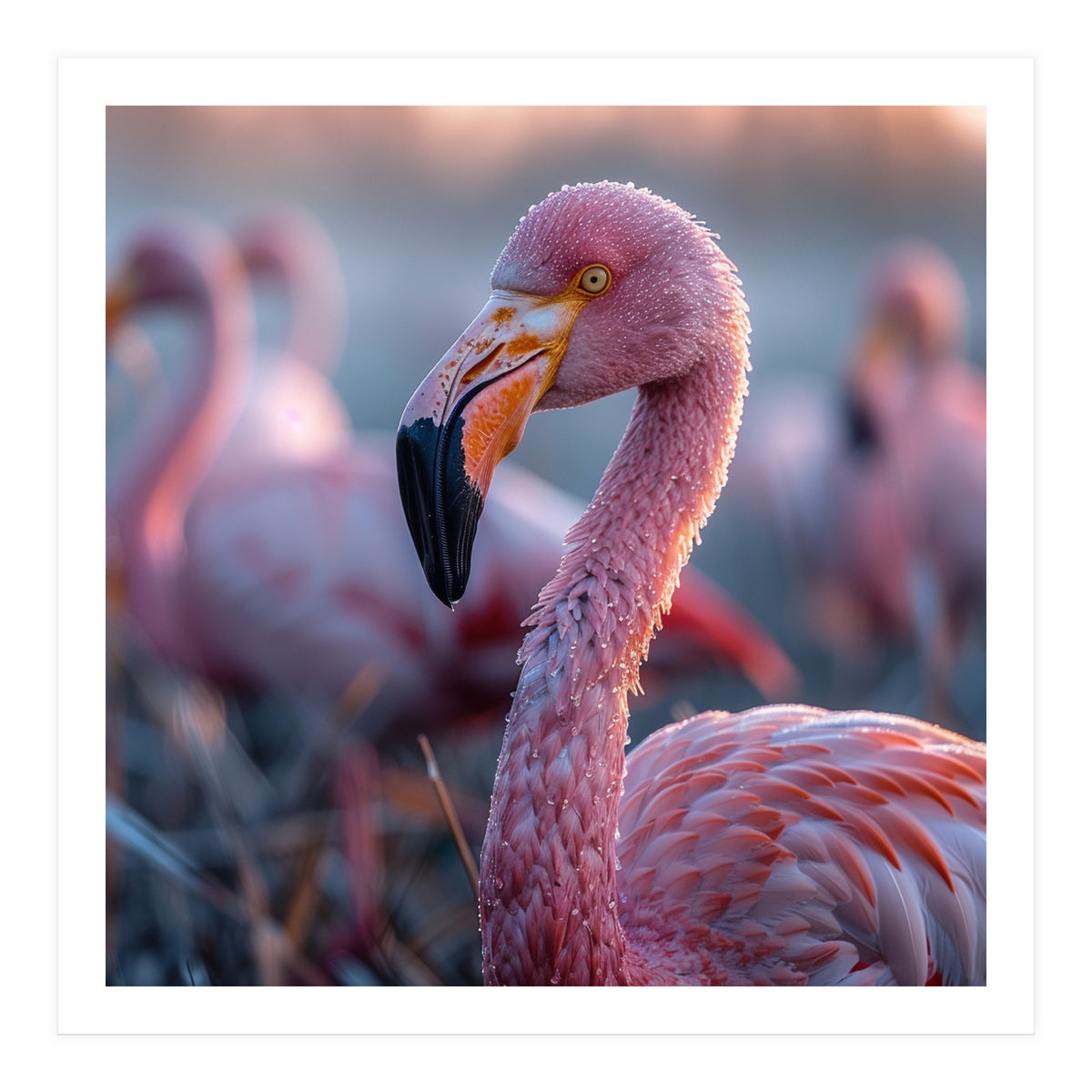 Close Up Of A Pink Flamingo Bird In Natural Light (Print Only)