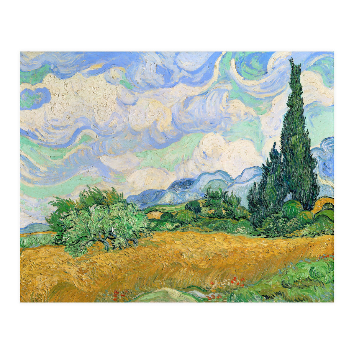 Wheat Field with Cypresses. (Print Only)