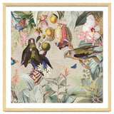Colorful Parrots And Butterflies In Flower And Fruit Tropical Jungle thumbnail