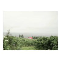Red Roof house in between the summer green field - Iceland (Print Only)