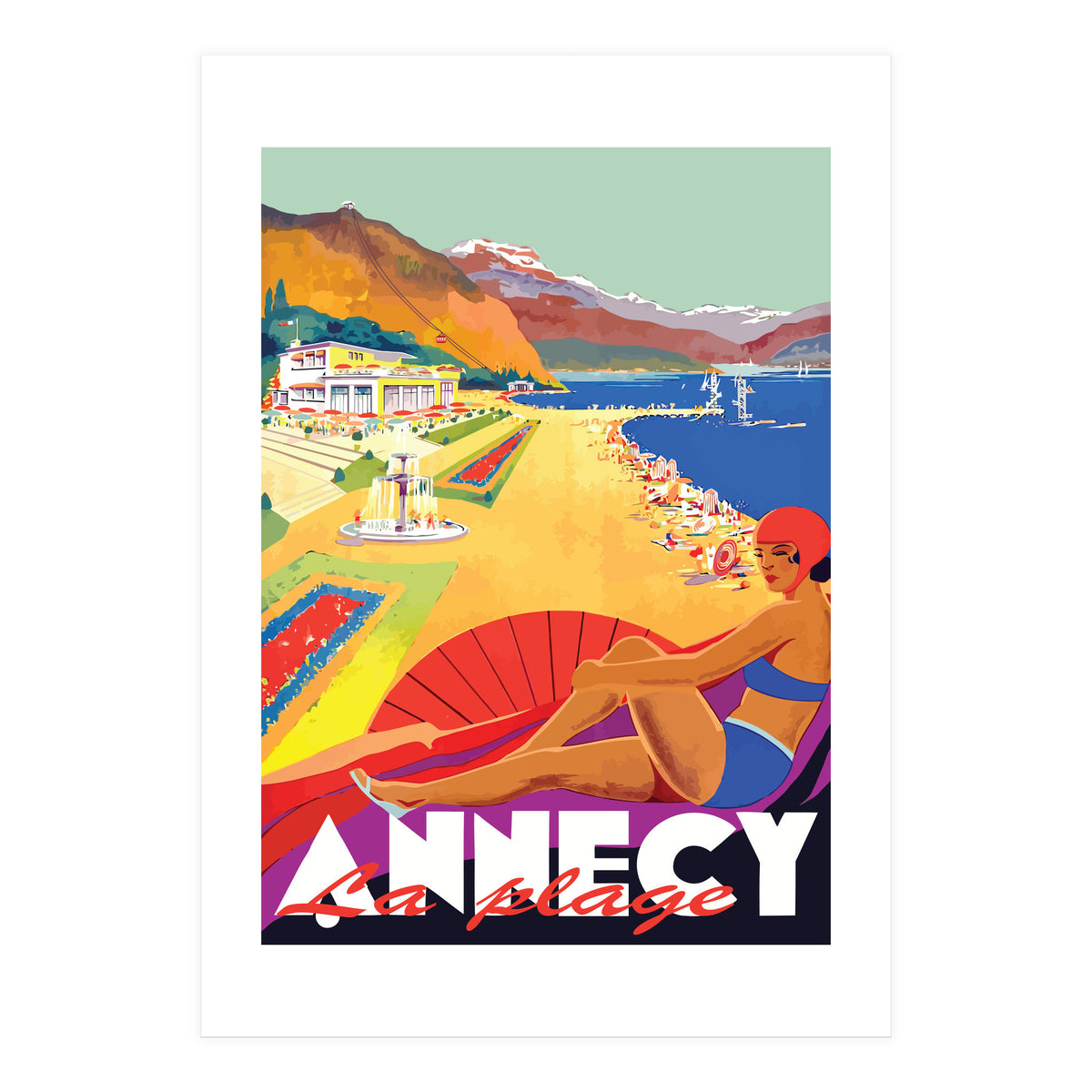 Beach at Annecy Lake, France (Print Only)