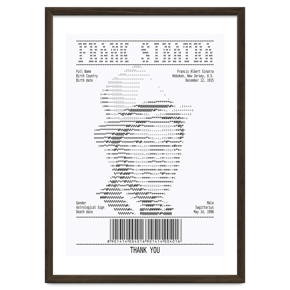 Receipt Art Frank Sinatra